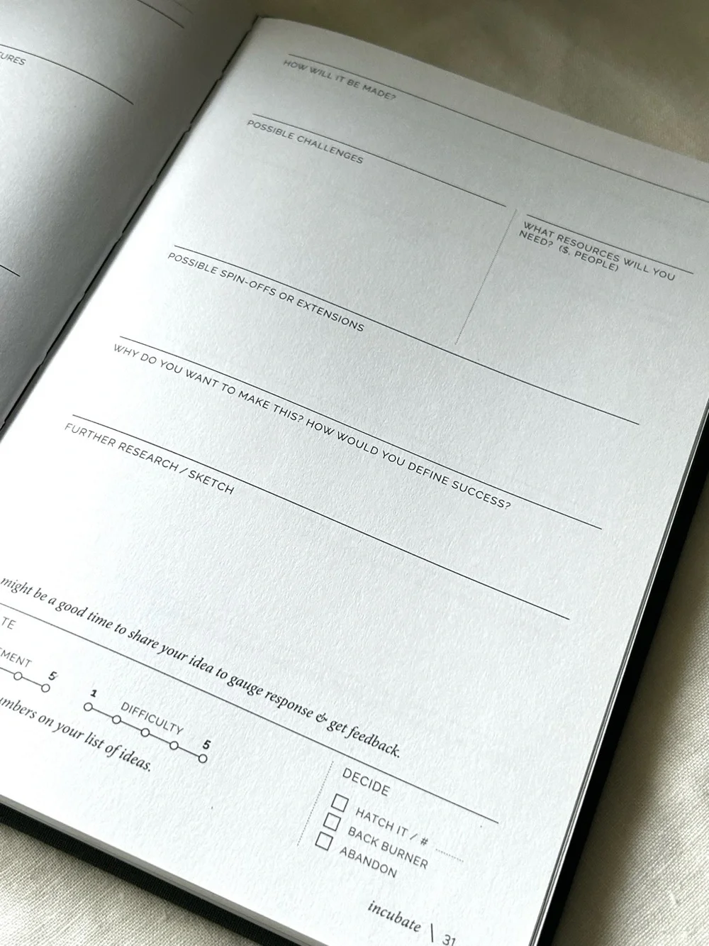 🌴Hatch Notebook for Entrepreneur | Ideas Journal & Project Planner
